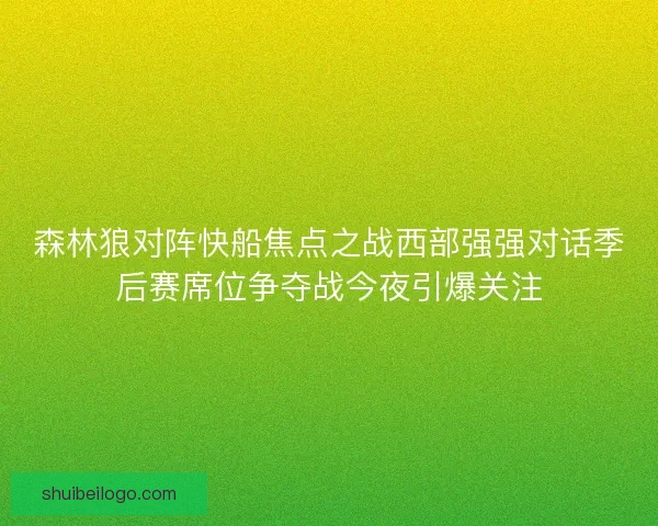 森林狼对阵快船焦点之战西部强强对话季后赛席位争夺战今夜引爆关注